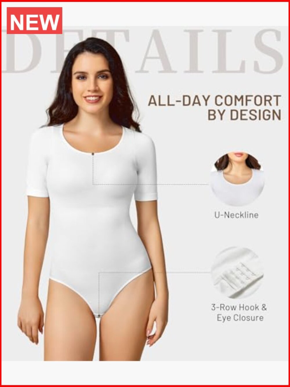 Seamless Shapewear Bodysuit Tummy Control Slimming Short Sleeve - Picture 3 of 7